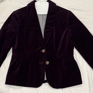 Women's Velvet Blazer Jacket in Deep Plum